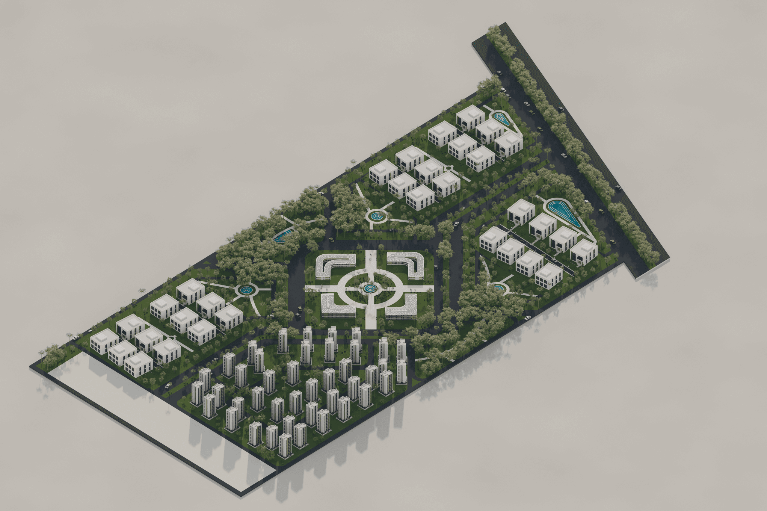 Northwest aerial view of the residential complex